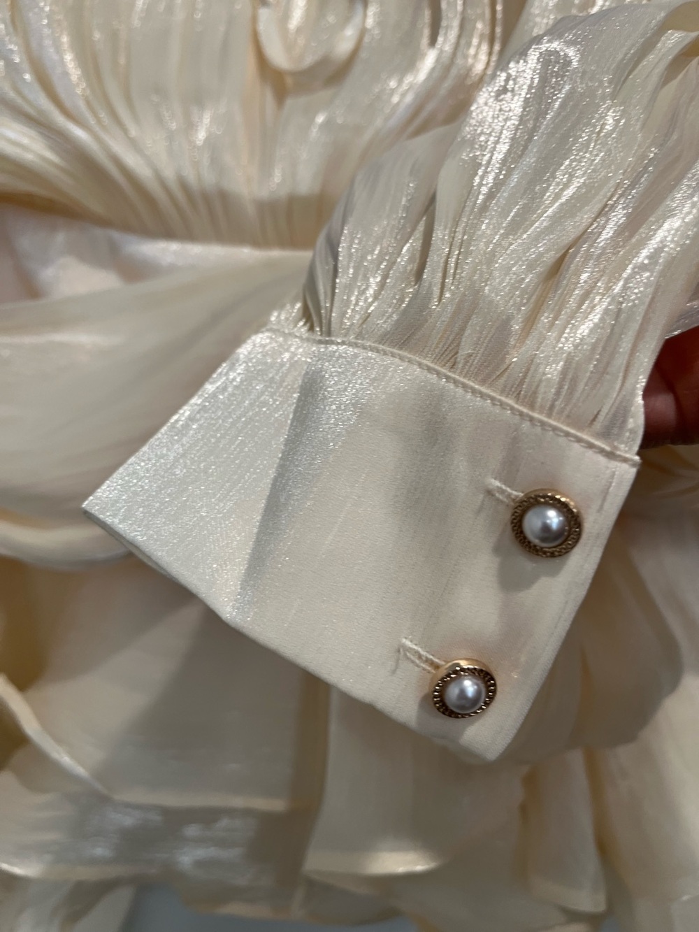 Miss Rosier Cream Pleated & Ruffled Eugenie Mini Dress Sz. M NWT - Picture 5 of 15